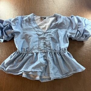 Step in style Blue Shirt with Layered Sleeves. Sz XL